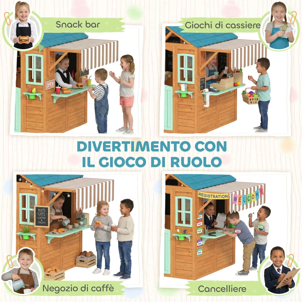 Casetta da Giardino per Bambini con Lavagna e Accessori ¨C Zephmum ¨C Grigio