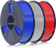 Filamento 3D di PLA+ diametro 1,75mm Materiale per stampa 3D precisione +/- 0,03mm Peso 1kg Bobina 1kg - Totale 3kg Colore Blu Argento Rosso