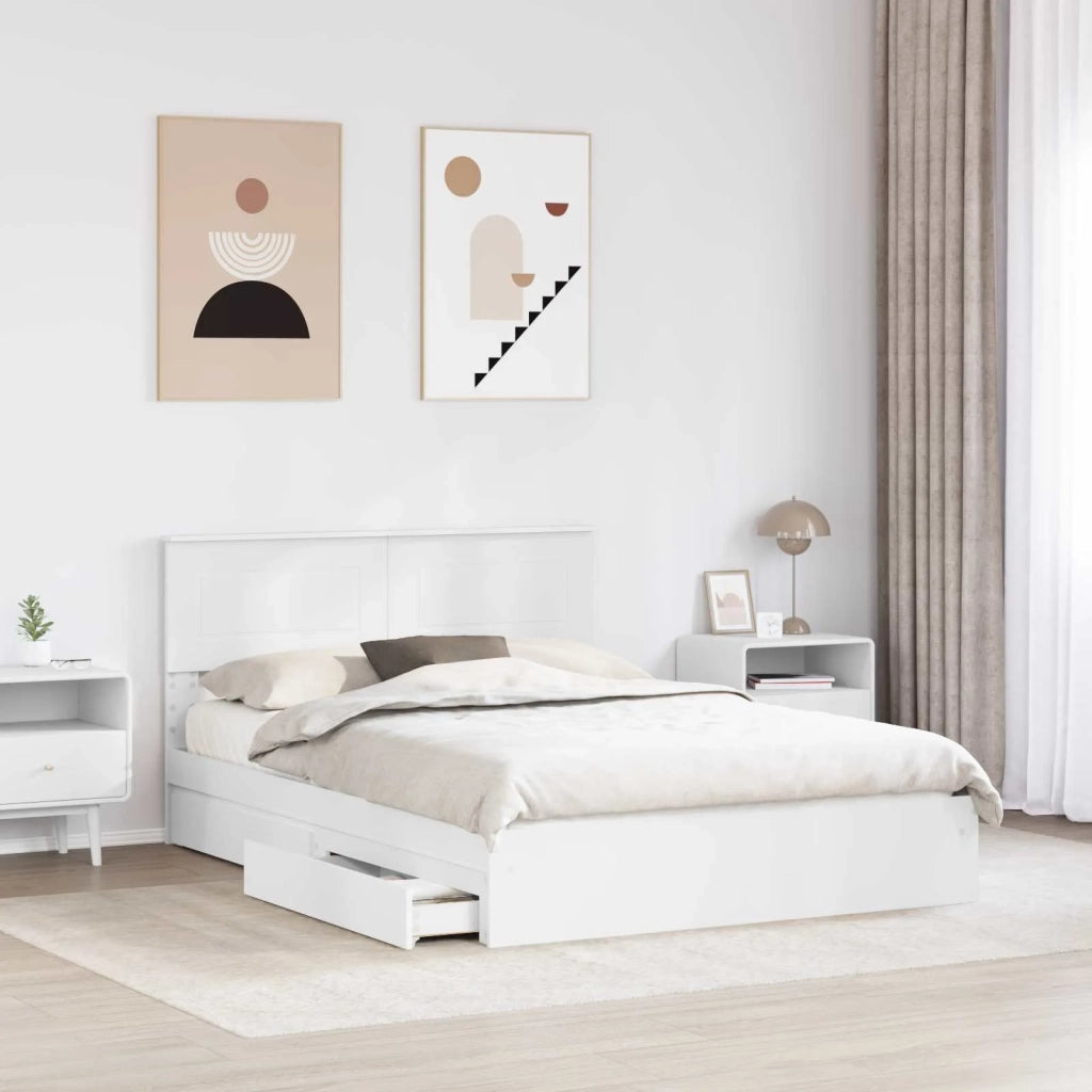 Letto con Contenitore Bianco 140 x 190 cm Legno multistrato 3408452