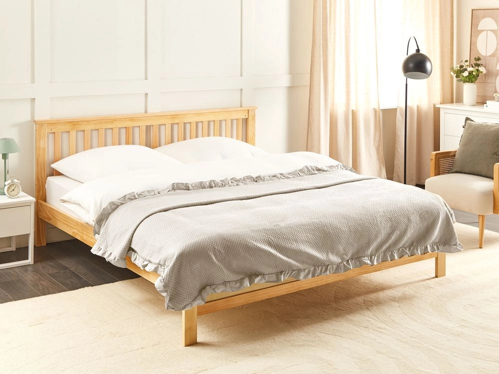 Copriletto in cotone tortora 220 x 240 cm con balza decorativa Camera da letto