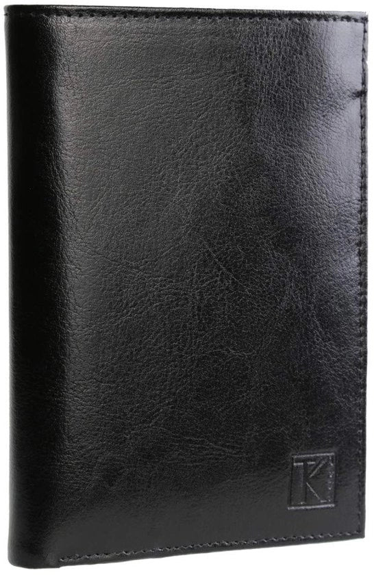 Portafoglio elegante in pelle nera - compatto e stile - 1 pezzo - pelle - 15 x 11 cm