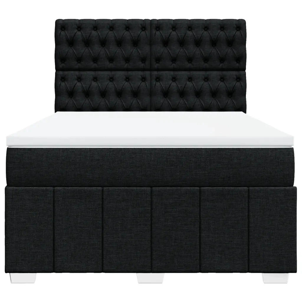 Giroletto a Molle con Materasso Nero 140x190 cm in Tessuto