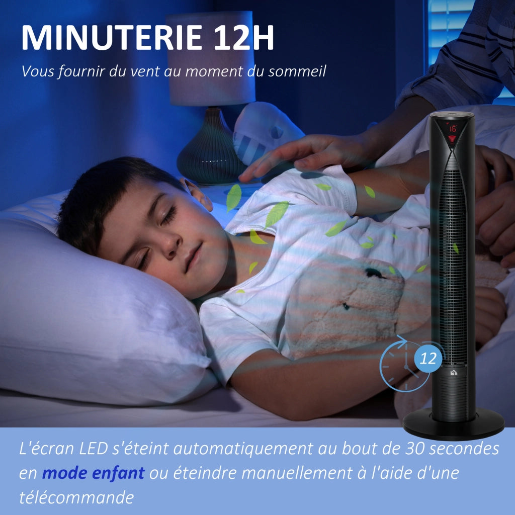 Ventilatore a colonna silenzioso ¨C zephmum ¨C nero 31.5x31.5x96 cm