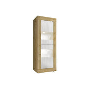 Vetrina design 2 porte collezione ACCESS. Colori bianco e rovere chiaro.