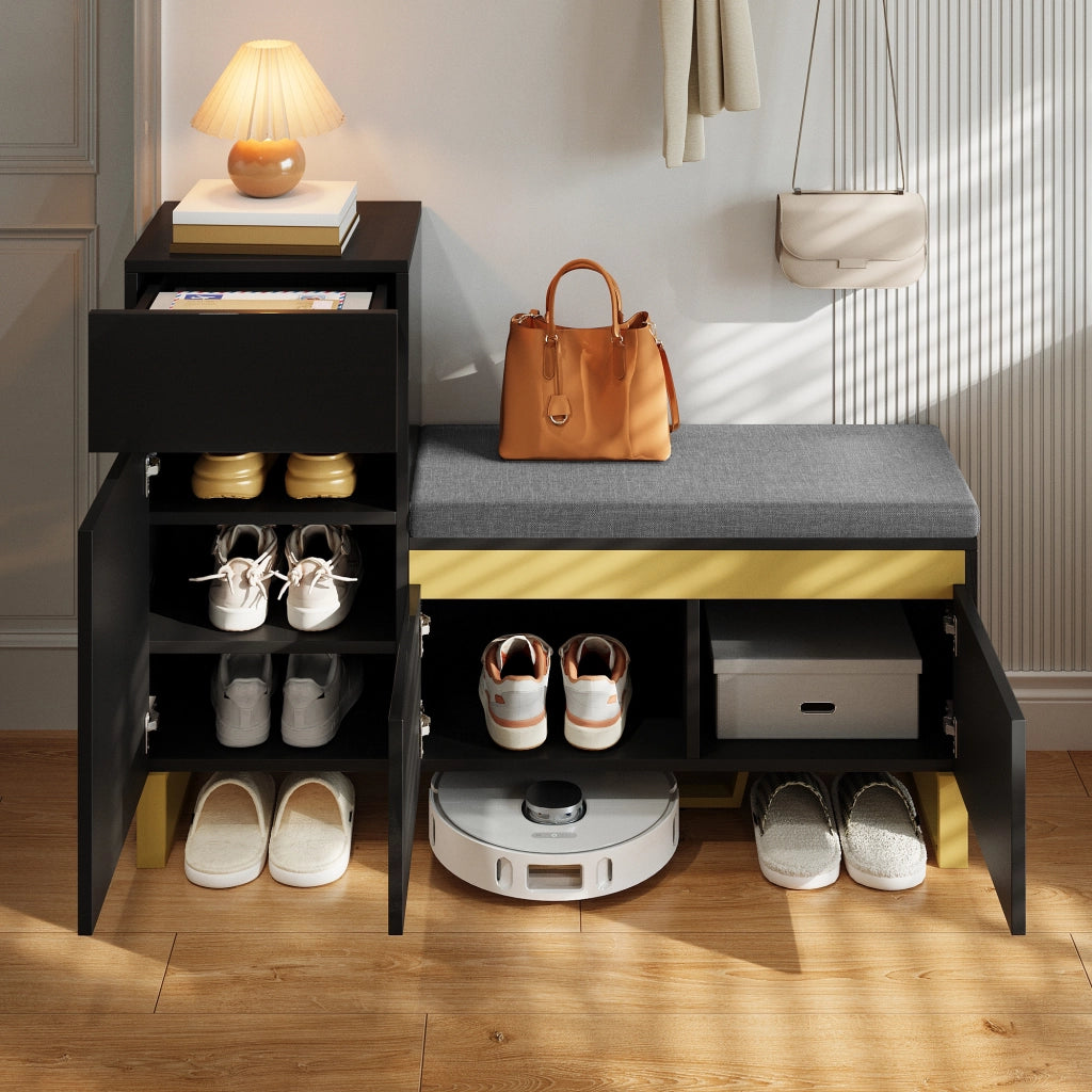 Scarpiera capiente per l'ingresso, mobile contenitore a pi¨´ ripiani, mobile per ingresso moderno e minimalista, organizer per la casa con cassetti e