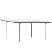 Pergola rigida in alluminio e policarbonato, padiglione da giardino e carport 500 x 299 x 195/223 cm grigio