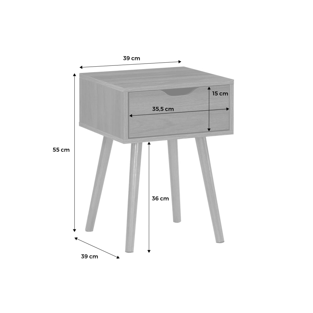 Comodino effetto legno 1 cassetto marrone, marrone