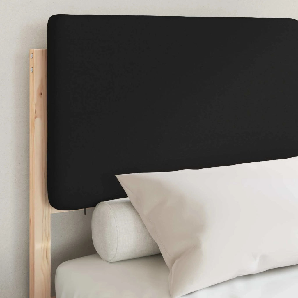 Letto con Testiera Rivestita Nero 135 x 190 cm Pino massello 3398171
