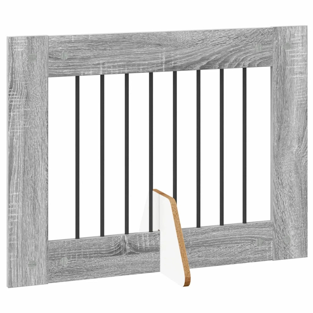 Cancello per cani con supporti 2 pz Grigio Sonoma 80 x 60 cm CFW1103192