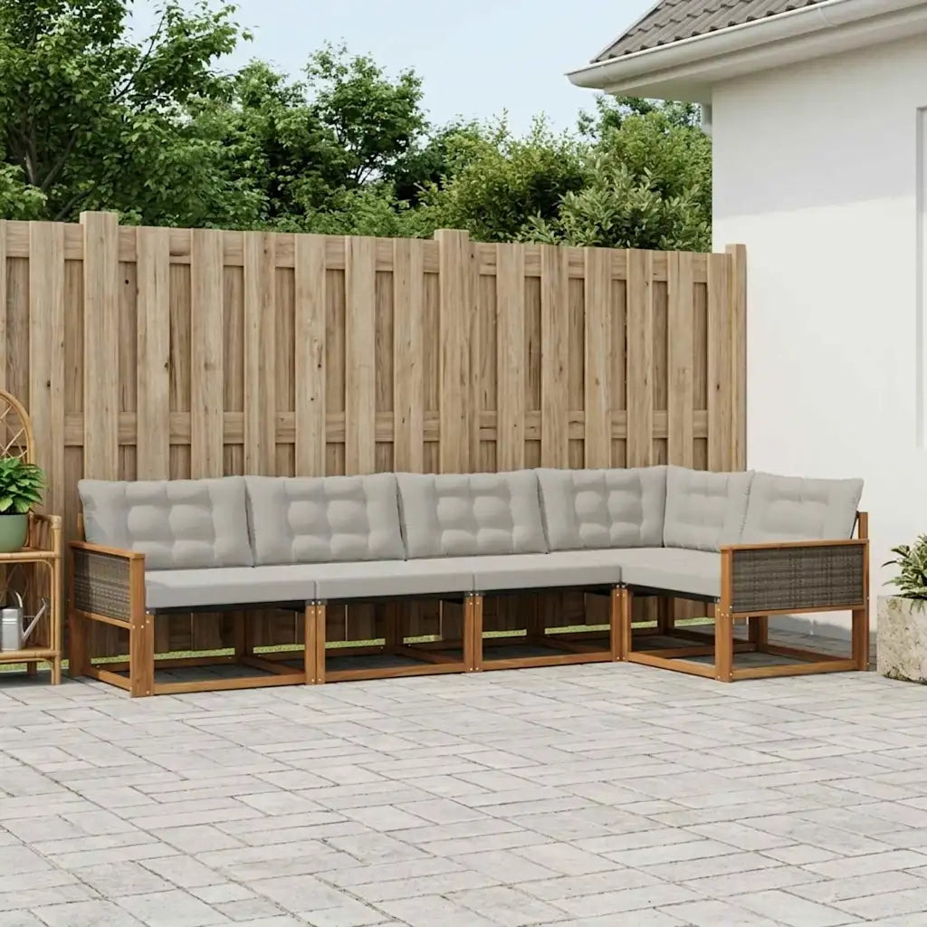 Set di divani da esterno 5 pcs Naturale e Grigio Chiaro 3381419