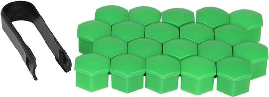 Set di coperture per pneumatici in plastica verde, 17 mm, per auto - Pacchetto da 20 pezzi
