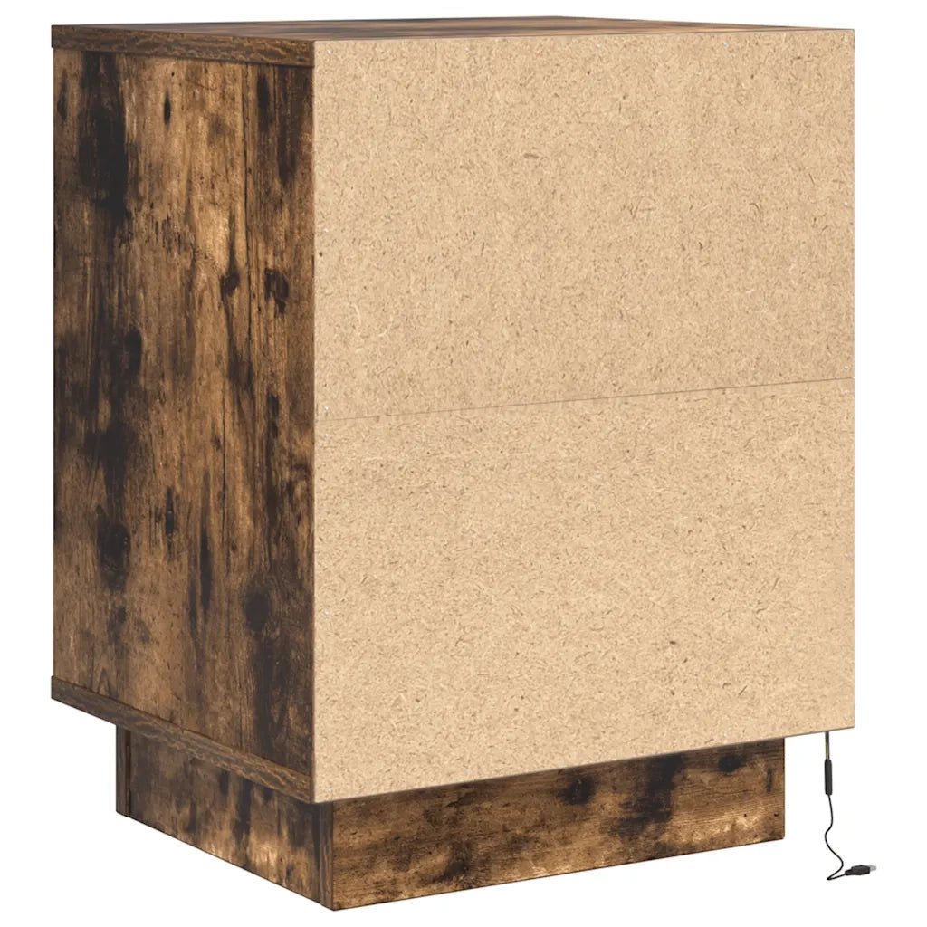 Comodino con Luci LED-Tavolino da notte Rovere Fumo 38x34x50 cm 833740
