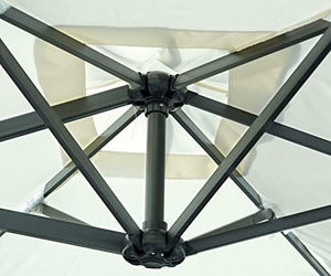 Ombrellone quadrato 3x3 mt da giardino con palo laterale e telo ecrù, apertura a manovella Tomaino 5011