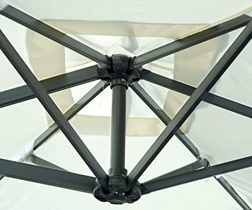 Ombrellone quadrato 3x3 mt da giardino con palo laterale e telo ecrù, apertura a manovella Tomaino 5011