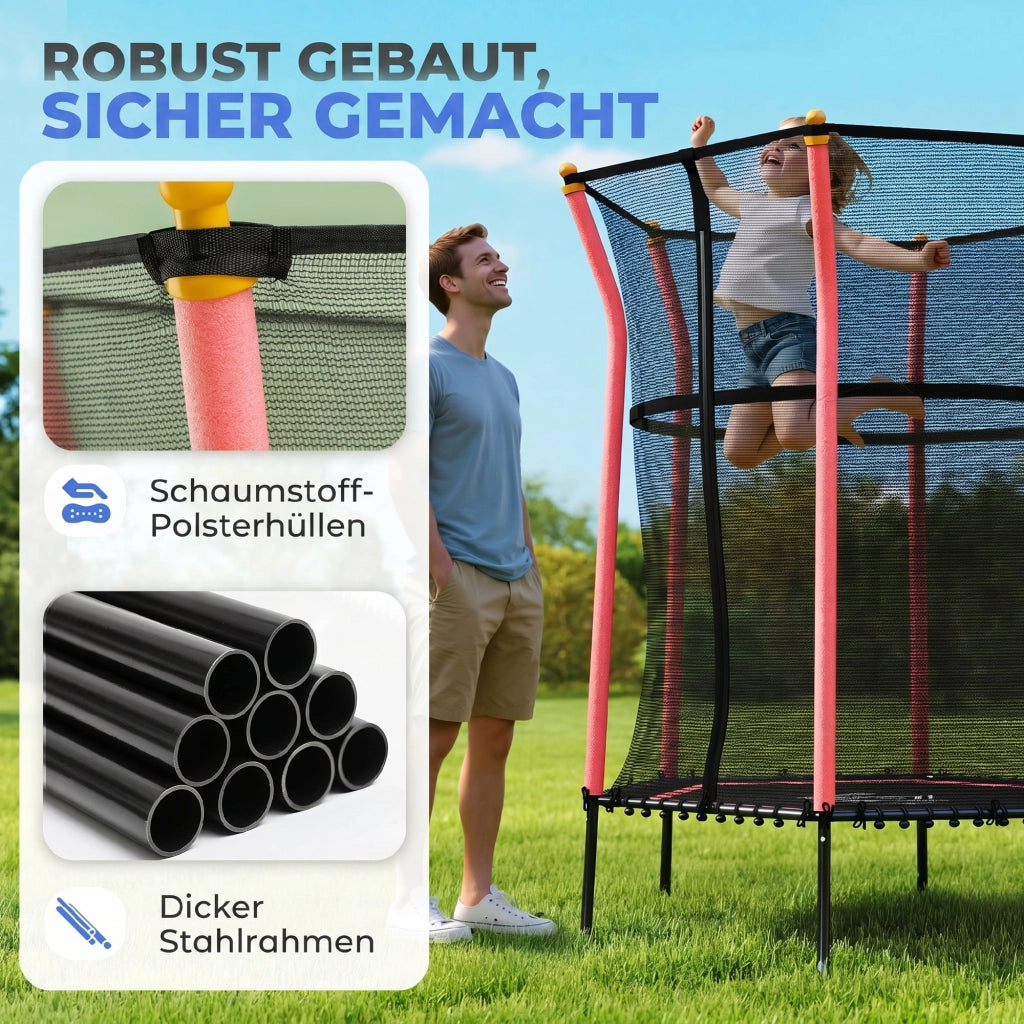 Trampolino per Bambini ¨C zephmum ¨C Nero e Rosso con Rete di Sicurezza ?163.5 cm
