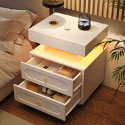 Comodino LED in truciolare 100x40x60 cm; bianco