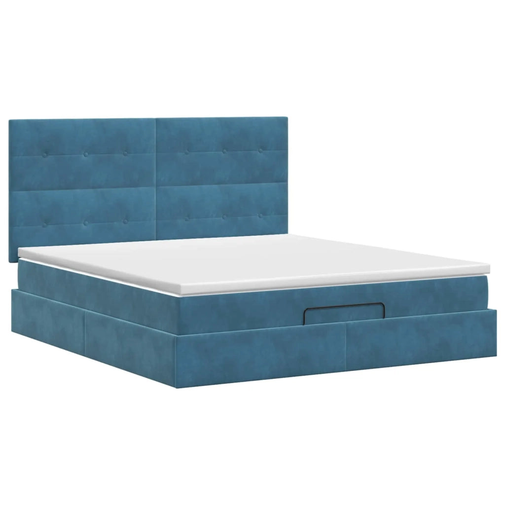 Letto ottomano con materasso Blu Scuro 180 x 200 cm Velluto 3457741
