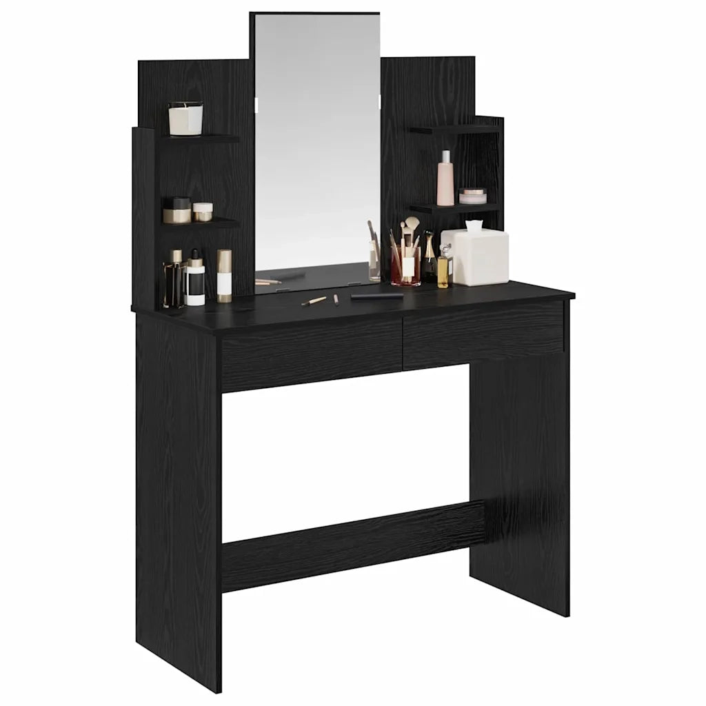 Toilette con Specchio con cassetto Rovere Nero 96 x 39 x 142 cm