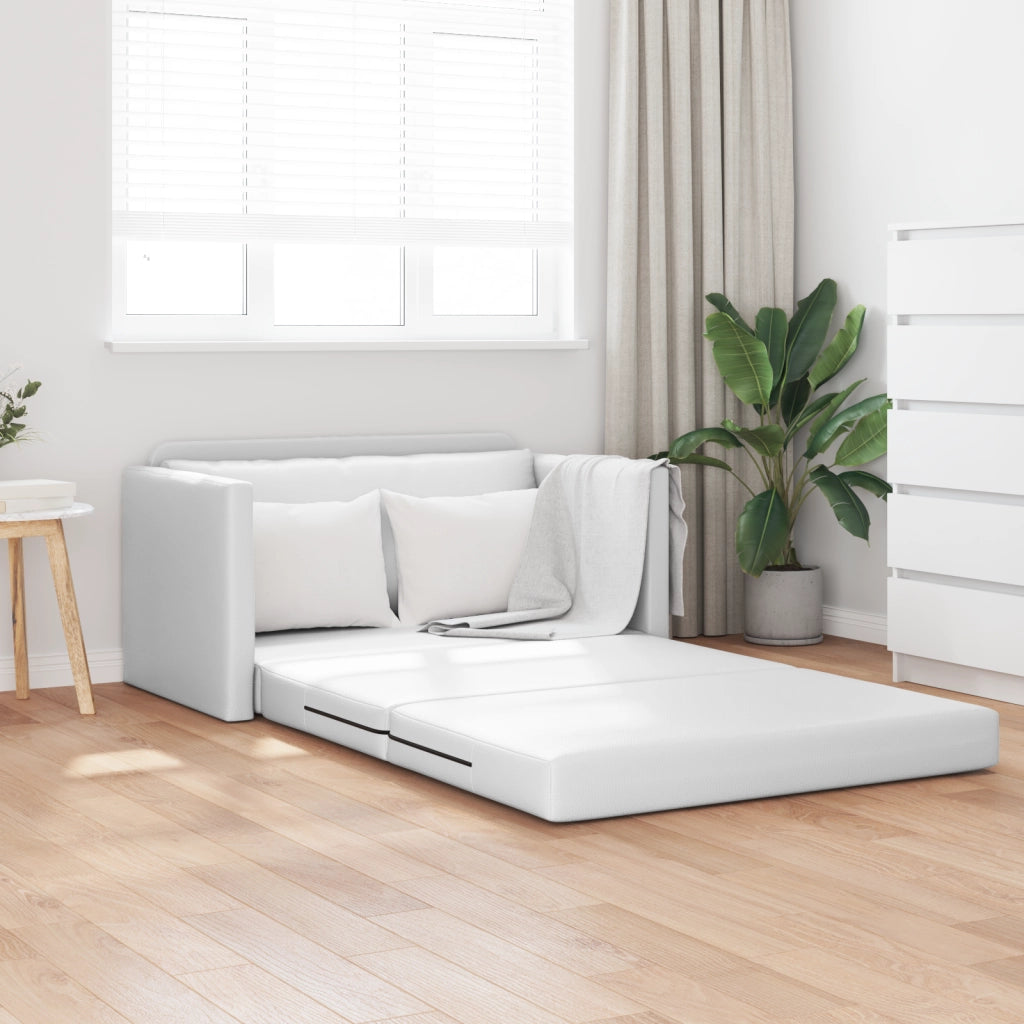 Divano Letto a Pavimento 2-in-1 Bianco 124x71x78 cm Pelle Artificiale