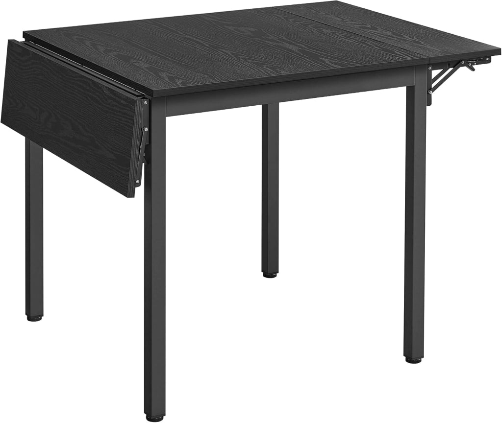 VASAGLE Tavolo da pranzo pieghevole, allungabile, per piccoli spazi, 2-4 persone, industriale, 78 x 120 x 76,2 cm, nero ebano e nero inchiostro KDT077B03