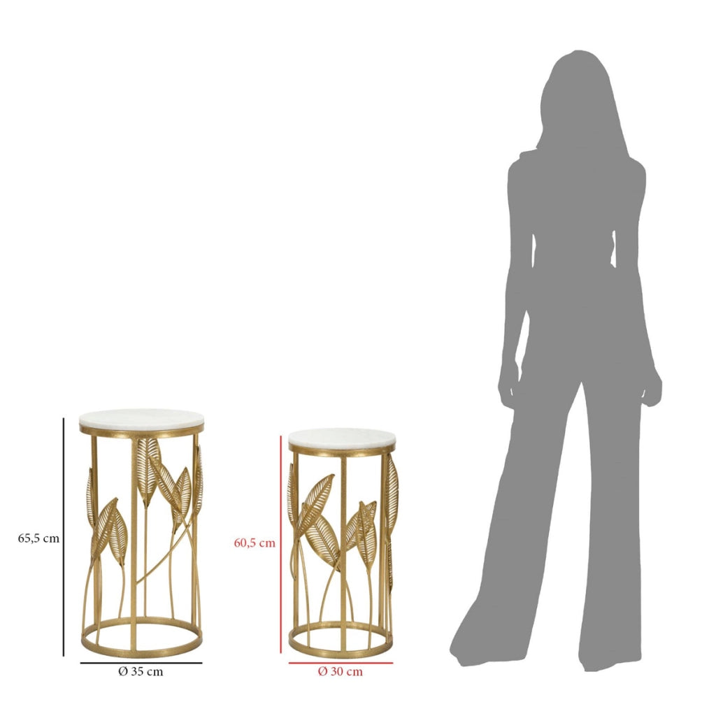 Set di Tavolini Gogli, Oro, Metallo, 35x35x65,5 cm