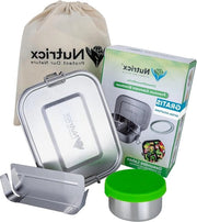 Scatola per panini in acciaio inossidabile 800ml con scomparti e gomma di ricambio - Scatola per la merenda sicura dallo scadimento per scuola e asilo nido - Scatola per panini ecologica con conservazione della freschezza - Scatola per la merenda piccola