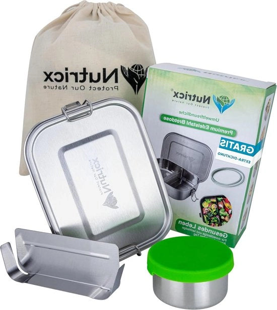 Scatola per panini in acciaio inossidabile 800ml con scomparti e gomma di ricambio - Scatola per la merenda sicura dallo scadimento per scuola e asilo nido - Scatola per panini ecologica con conservazione della freschezza - Scatola per la merenda piccola