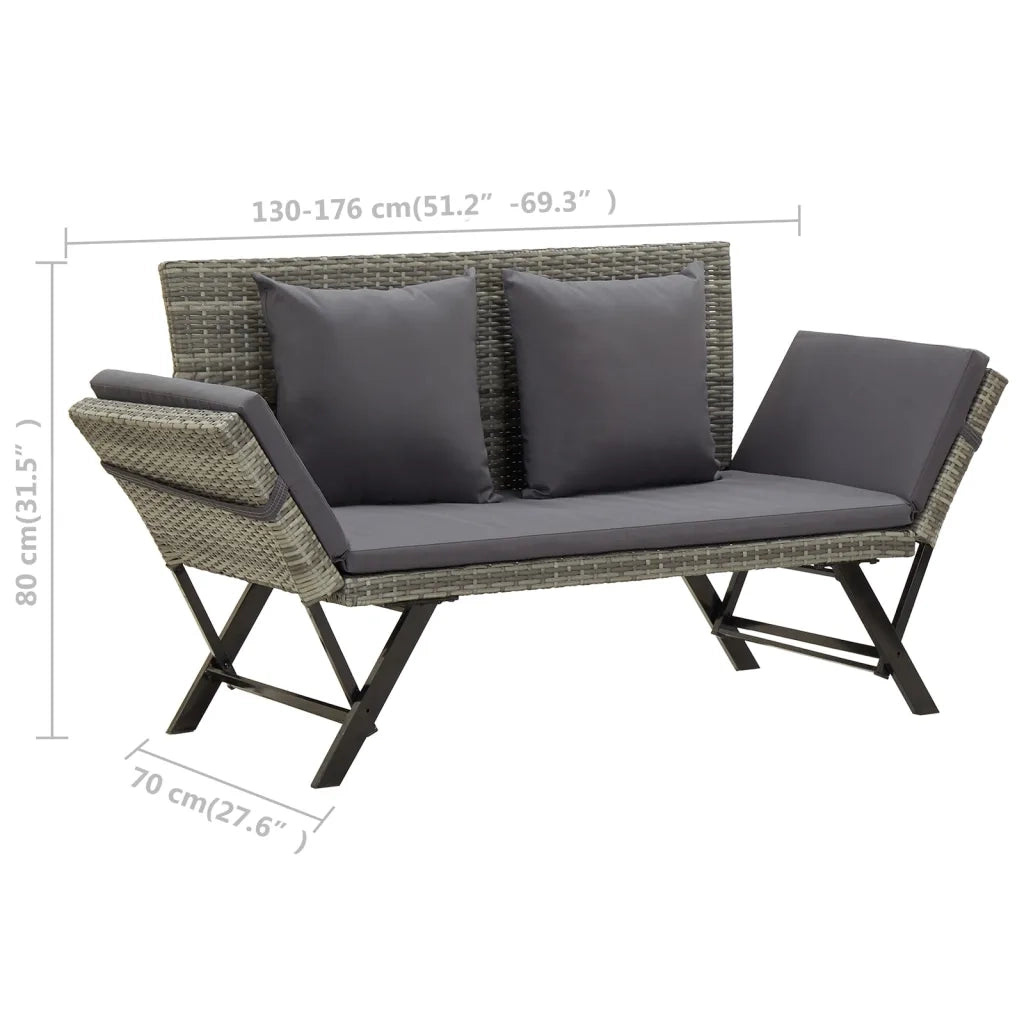 Panchina da Giardino con Cuscini 176 cm in Polyrattan Grigio 46232