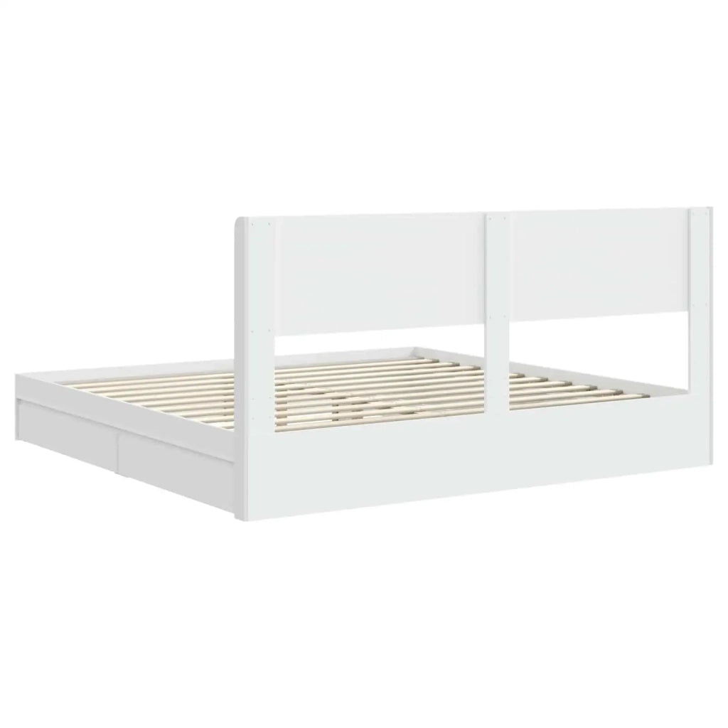 Letto matrimoniale | Letto per adulti | Struttura del letto con stoccaggio e testata Bianco