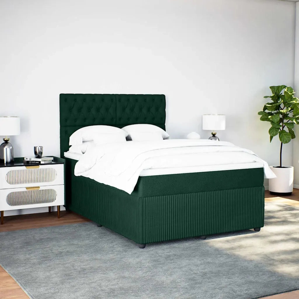 Giroletto a Molle con Materasso Verde Scuro 140x190 cm Velluto