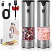 Molinello elettrico - ricaricabile via USB - con lavorazione ceramica regolabile - 1 pezzo - argento - acciaio inox