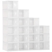 Mobile Scarpiera Rettangolare in Plastica PP, 18 Box 25x35x19 cm per Scarpe max 43 EU, Vestiti e Libri