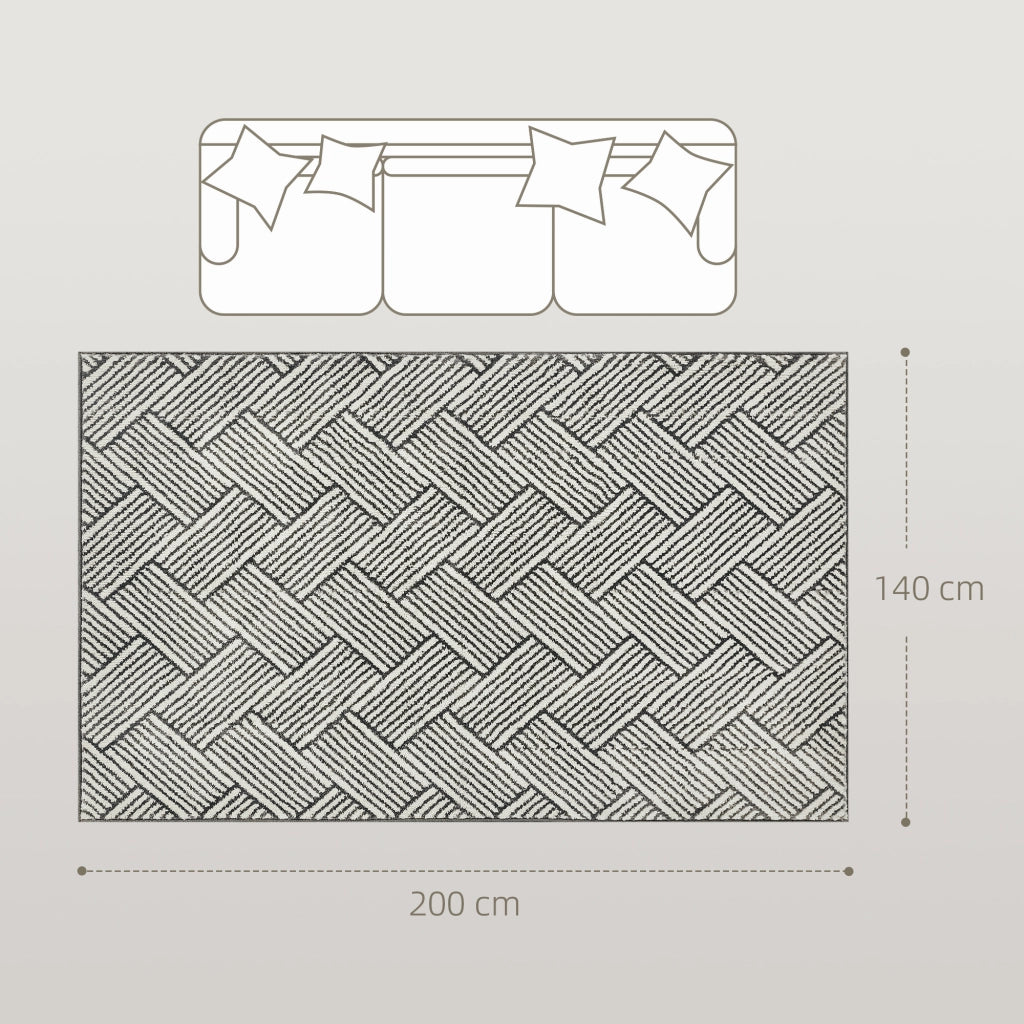 Tappeto 200x140 cm pelo corto lavabile in lavatrice ¨C Zephmum ¨C Grigio