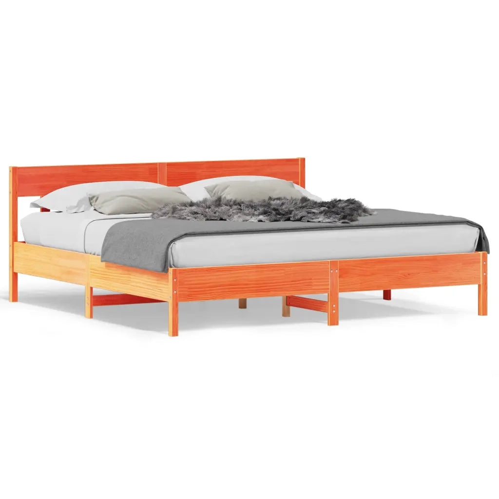 Giroletto senza Materasso Marrone Cera 200x200 cm Legno di Pino 3216202