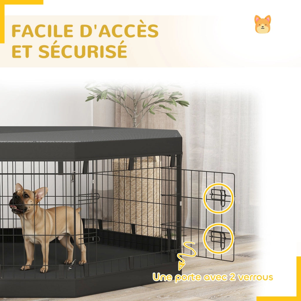 Recinto per cani 8 pannelli pieghevoli con porta ¨C zephmum ¨C nero 61x61 cm