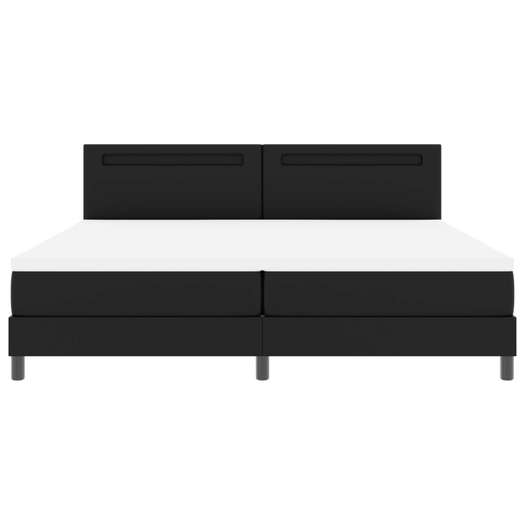 Letto con rete a molle e materasso nero 200x200 cm in similpelle