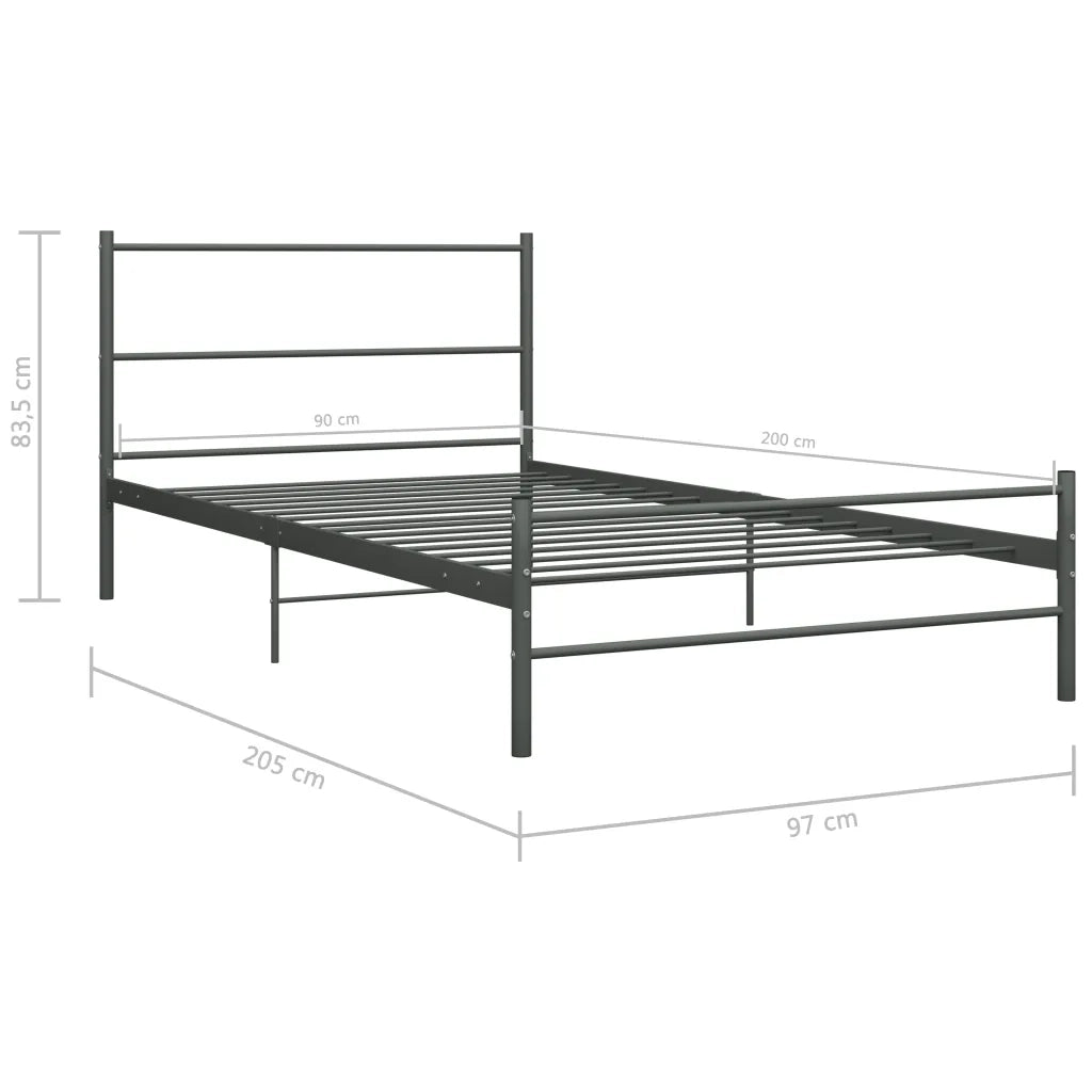 Giroletto-Struttura Letto Grigio in Metallo 90x200 cm 414973