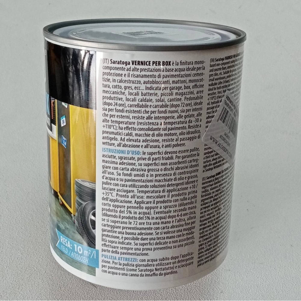 Saratoga 750ml vernice trasparente per pavimenti di box garage laboratori cantine seminterrati