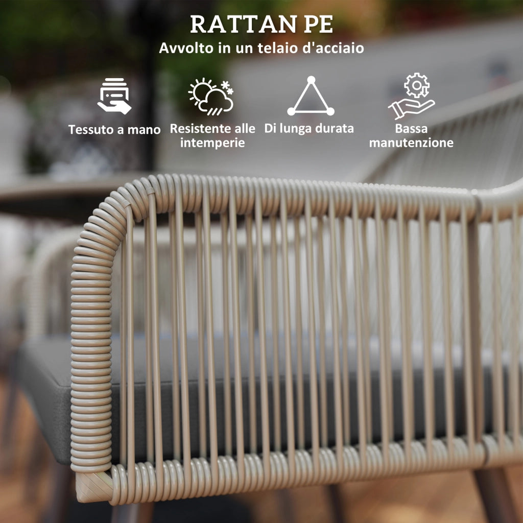 Set da Giardino 5 Pezzi in Polyrattan e Acciaio ¨C zephmum ¨C Marrone Grigio