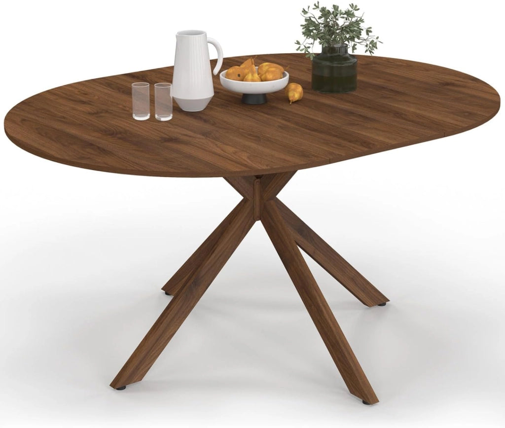 Tavolo da pranzo allungabile rotondo Alix 4-8 Persone piede ragno Noce 110-150 cm