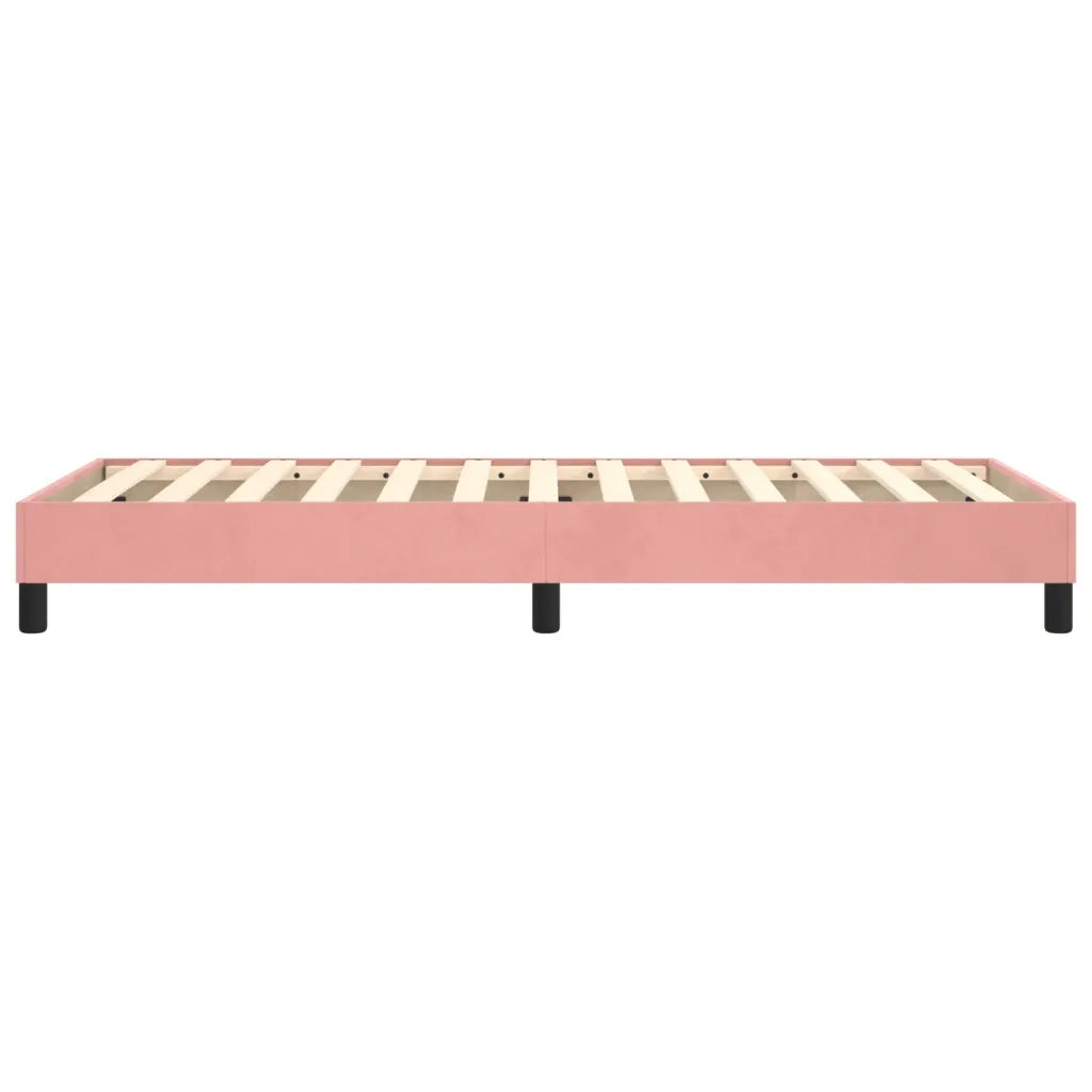 Struttura Letto a Rete a Molle-Giroletto Rosa 90x190 cm in Velluto 362724