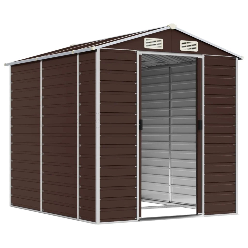 Casetta da giardino marrone 191x215x198 cm in acciaio zincato 3188265