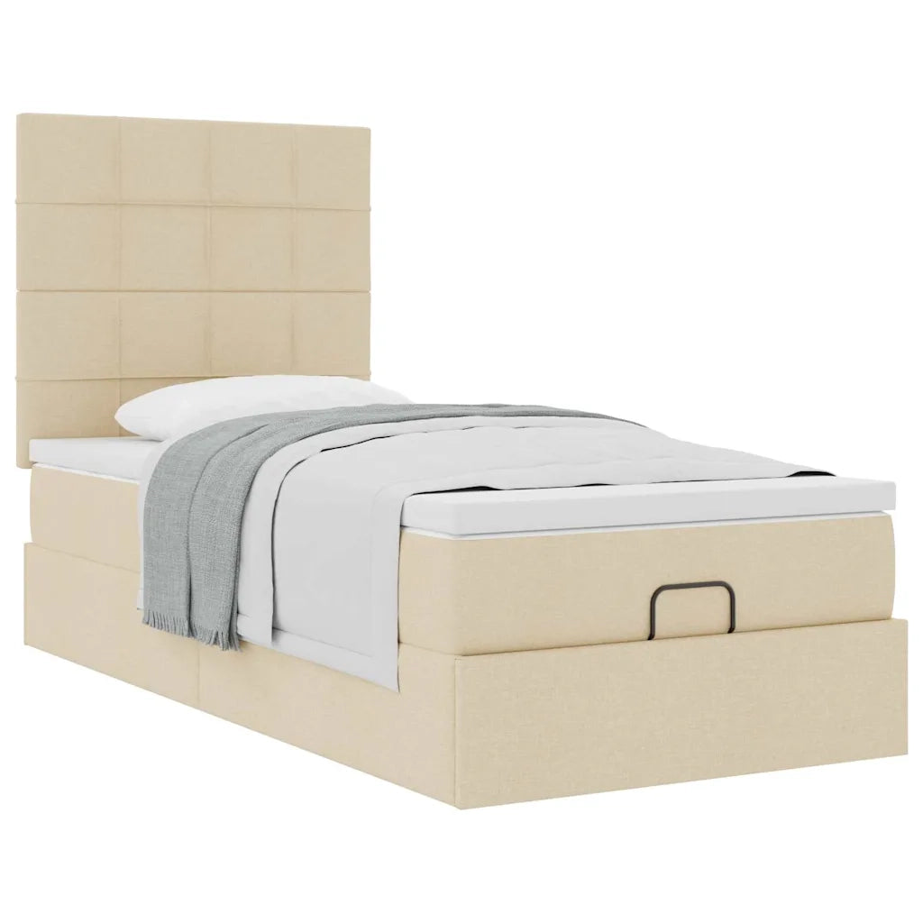 Struttura Letto Pouf con Materasso Crema 80x200 cm in Tessuto 3313117