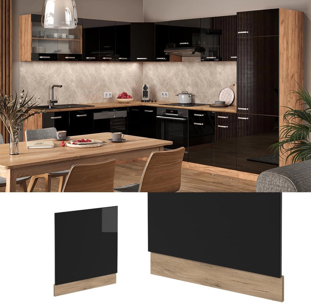 Pannello frontale R-Line, Nero lucido, 60 cm senza piano di lavoro, per la libera combinazione all'interno di sistemi cucina modulari