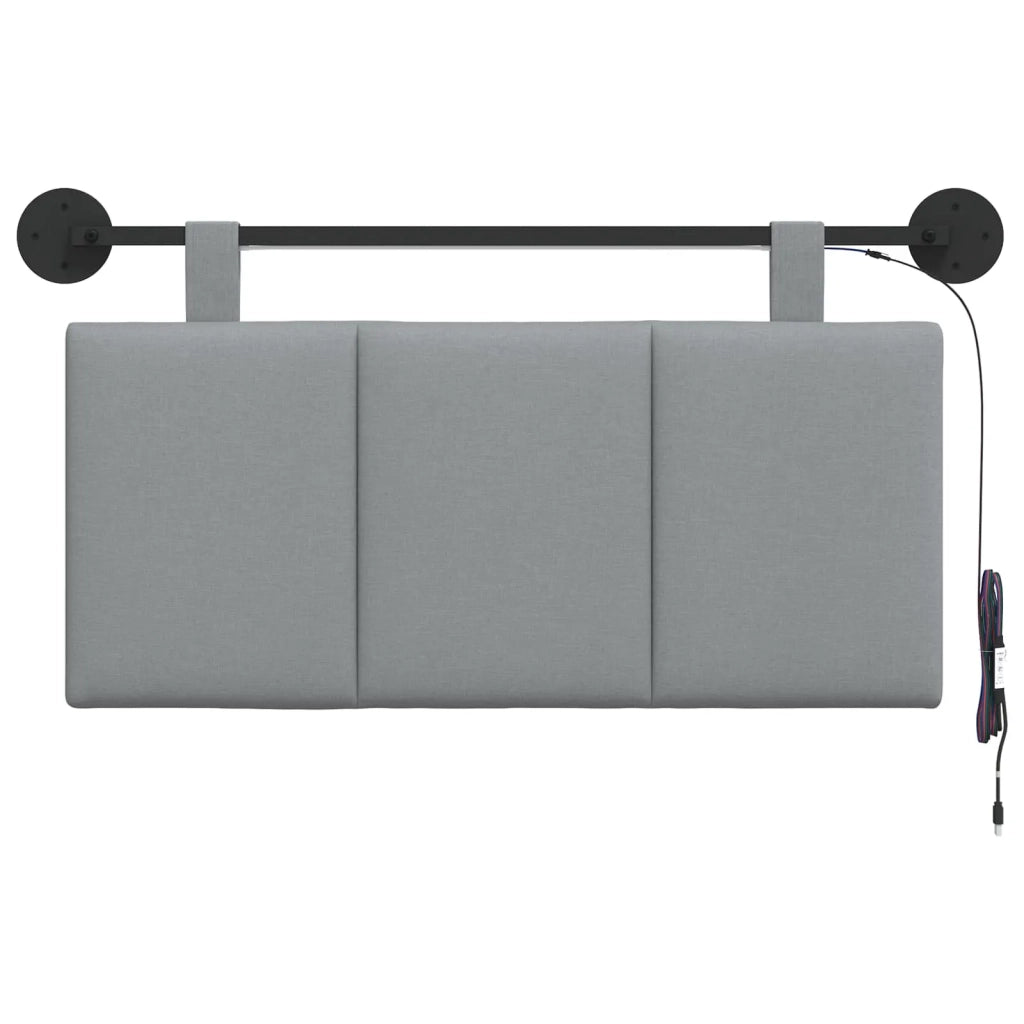 Testiera sospesa Con luce LED Grigio Chiaro Tessuto 3424737