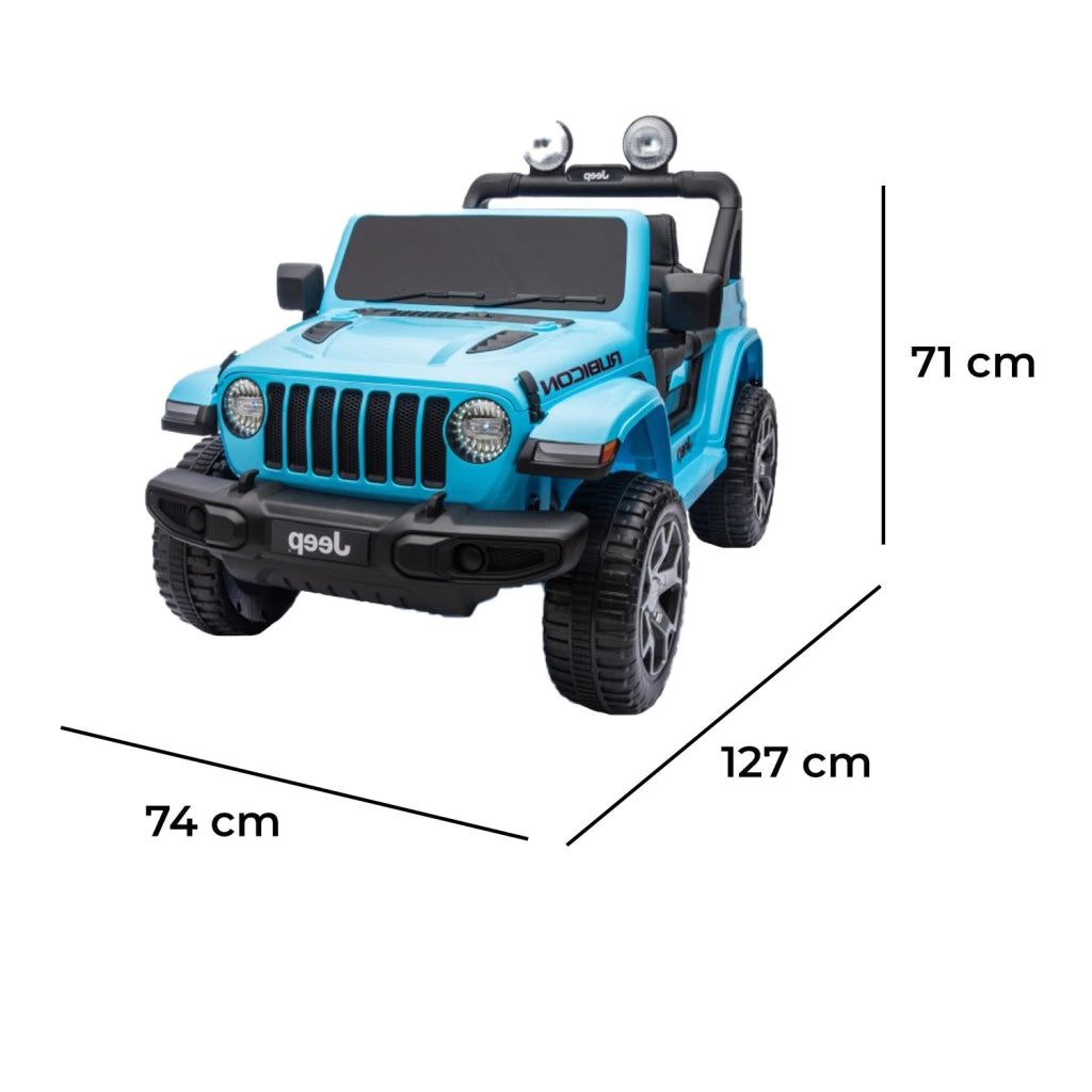Macchina Elettrica per Bambini Fuoristrada Jeep Wrangler Rubicon 12V con Telecomando Blu