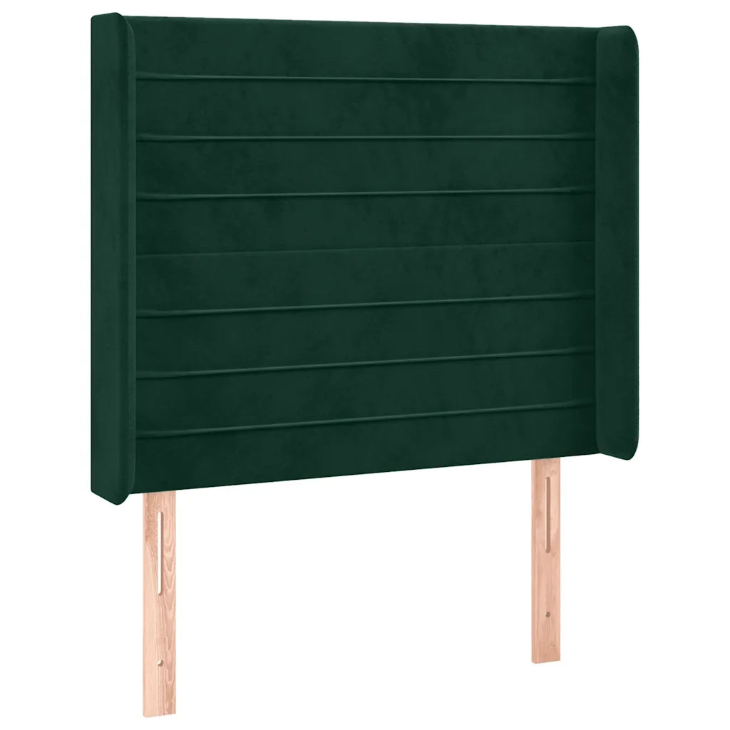 vidaXL Letto a Molle con Materasso e LED Verde Scuro 90x190 cm Velluto