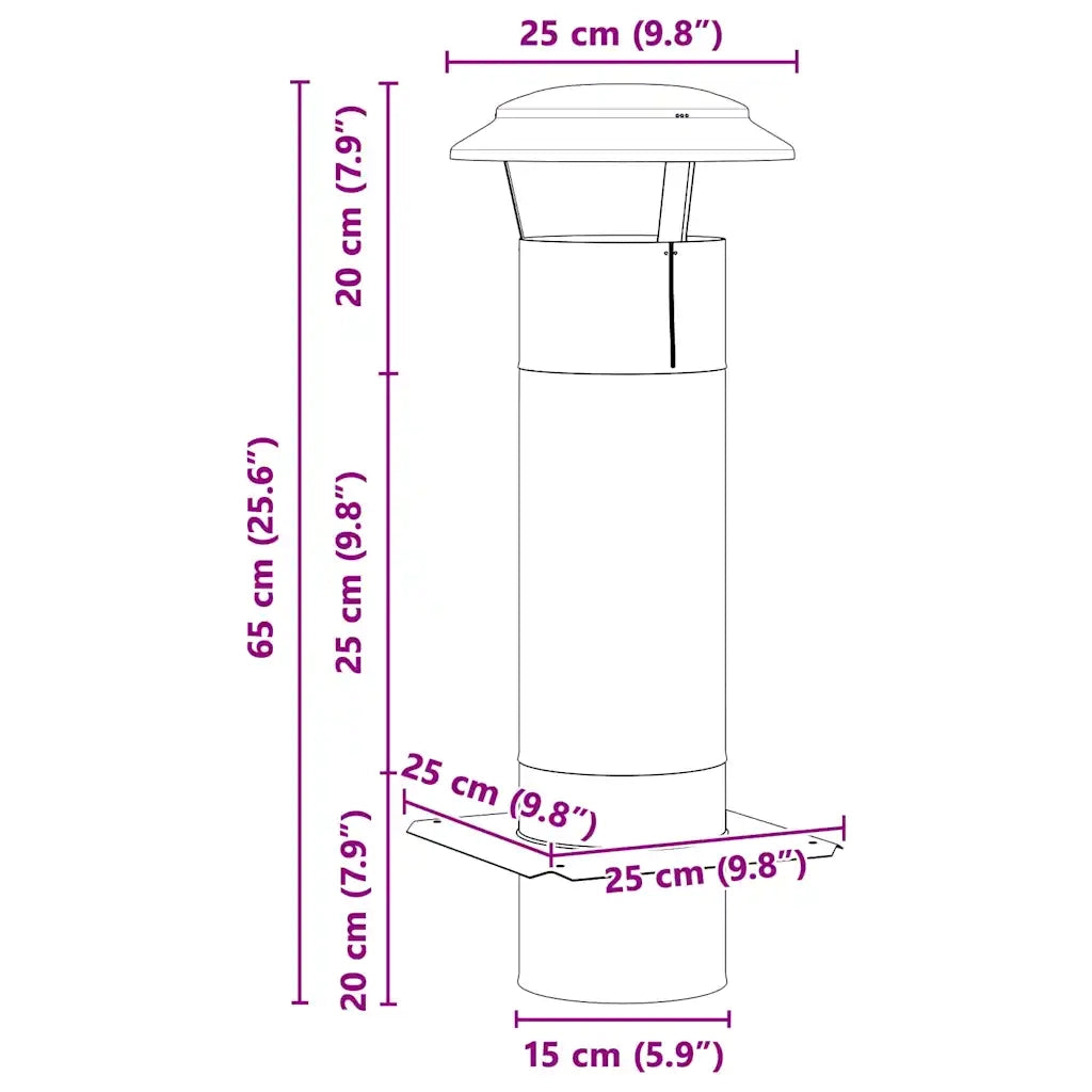 Estensione Camino Argento 25 x 25 x 65 cm Acciaio inossidabile 42008444