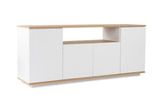 Credenza in legno "Arista" - 180 x 44,5 x 75 cm - Bianco / Rovere di Cadice