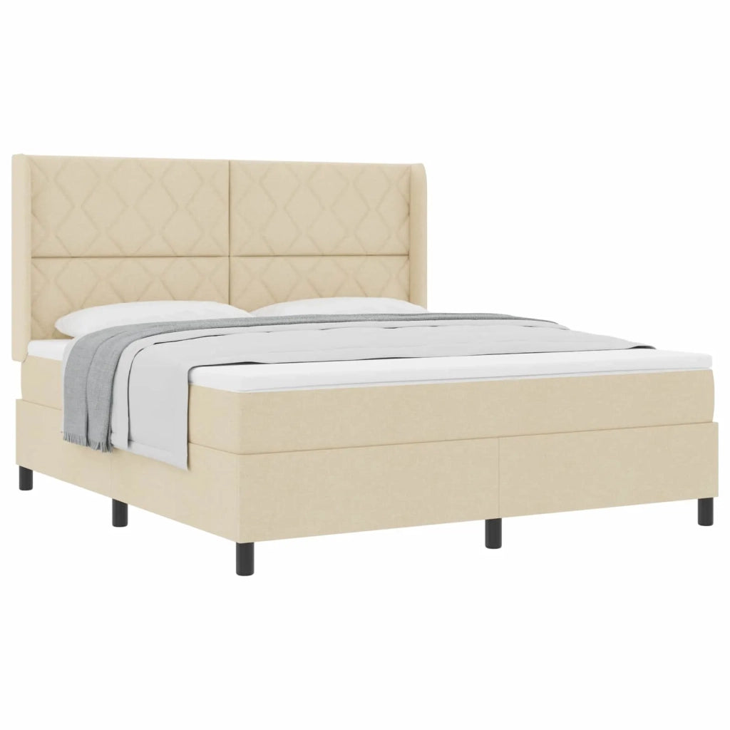 Letto a molle con cuscino Crema 200 x 180 cm Tessuto 3341726